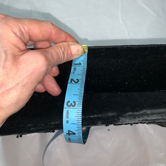 VINTAGE FIFTIES LARGE SOURE BEADED BLACK VELVET BAG - Picture 6 of 12